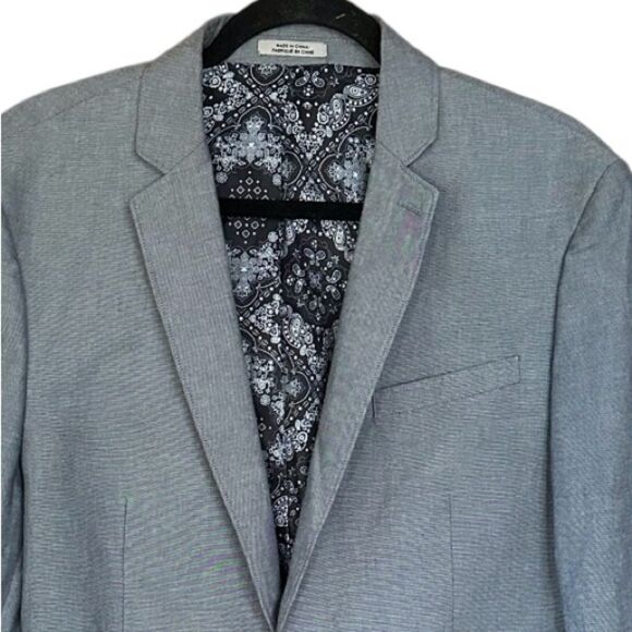 EXPRESS Men's Photographer Fitted Blazer Sport Jacket 42R Navy Paisley Lined - Picture 3 of 7